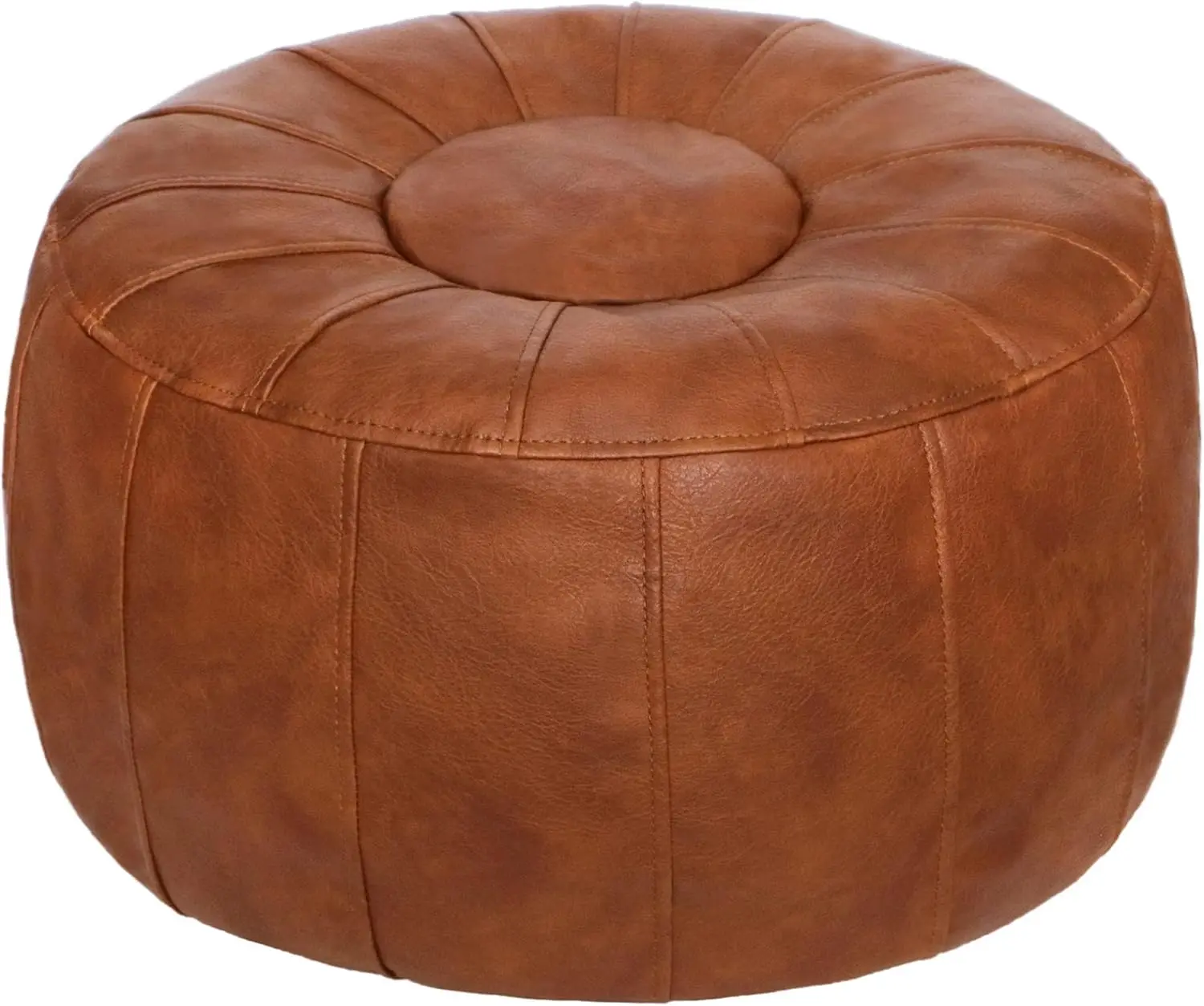 

Moroccan Storage Pouf Ottoman Seat Handmade Faux Leather Bean Bag Floor Chair Foot Rest for Living Room, Bedroom, Balcony