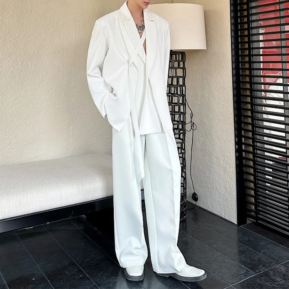 

Casual Men Suits Elegant 2 Piece Sets with Loose Fit Notched Collar & Single Button Design for Chic Events