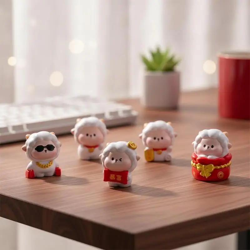 2027 Jahr des Schafes Harzfigur Lebendige Farben Langlebiges Ornament für Frühlingsfest Schreibtischdekoration Souvenir Geschenk – Detail 4