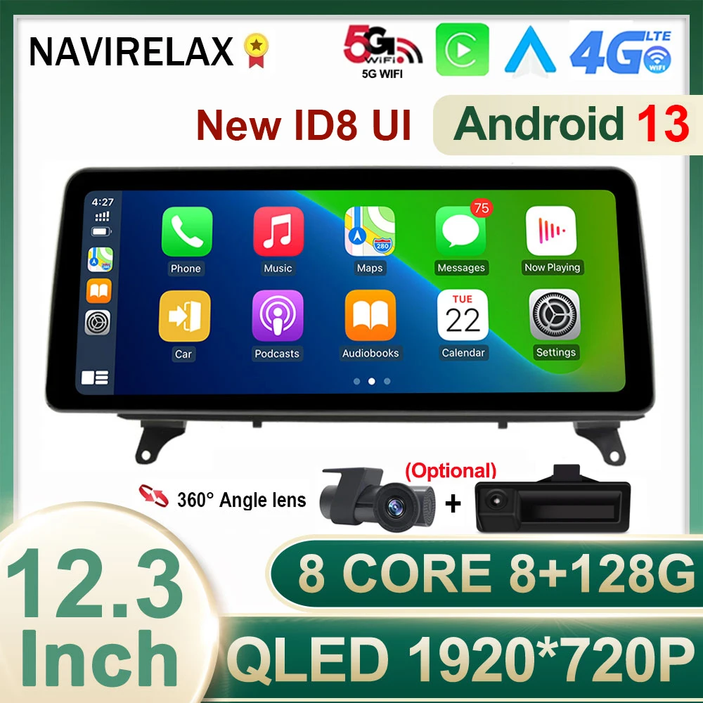 12.3 Inch Android 13 ID8 Car Player For BMW X5 E70 X6 E71 2007-2013 CCC CIC System Unit PC Navigation Auto Radio Multimedia QLED