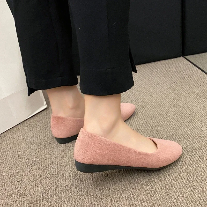 Women Flats Slip on Flat Shoes Candy Color Woman Boat Shoes Black Loafers Faux Suede Ladies Ballet Flats Shoes for Women