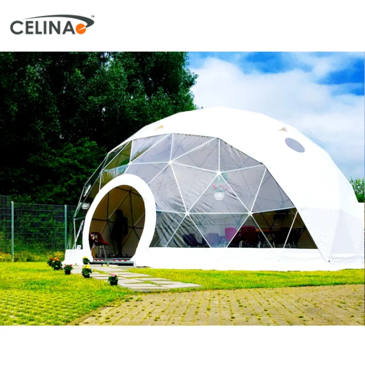 Resort impermeable Igloo Glamping cúpula geodésica casa tienda de tela de PVC de doble revestimiento tienda de cúpula insonorizada