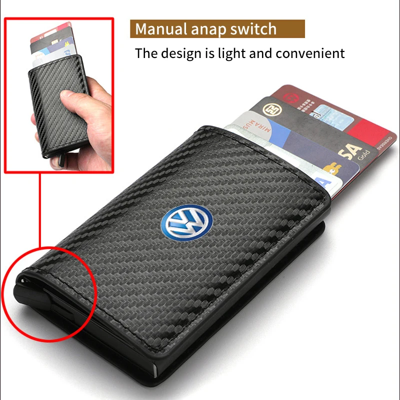 Carbon Fiber Credit ID Bank Card Holder Men Wallets Car Accessories For Volkswagen VW Jetta Golf Beetle EOS GTI MK2 MK4 MK5 MK6