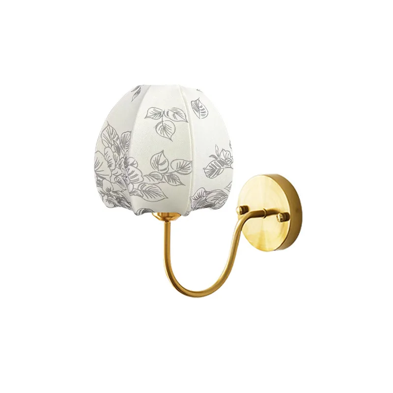 Retro tecido lâmpada de parede simples led quarto lâmpada cabeceira sala estar fundo decoração da parede lâmpada