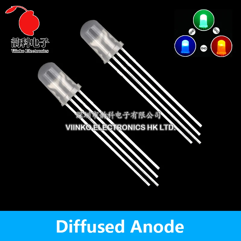 50pcs 5mm RGB LED Common Anode / Cathode Transparent /Diffused 4pins full-color F5 Tri-Color Light Emitting Diode Red Green Blue