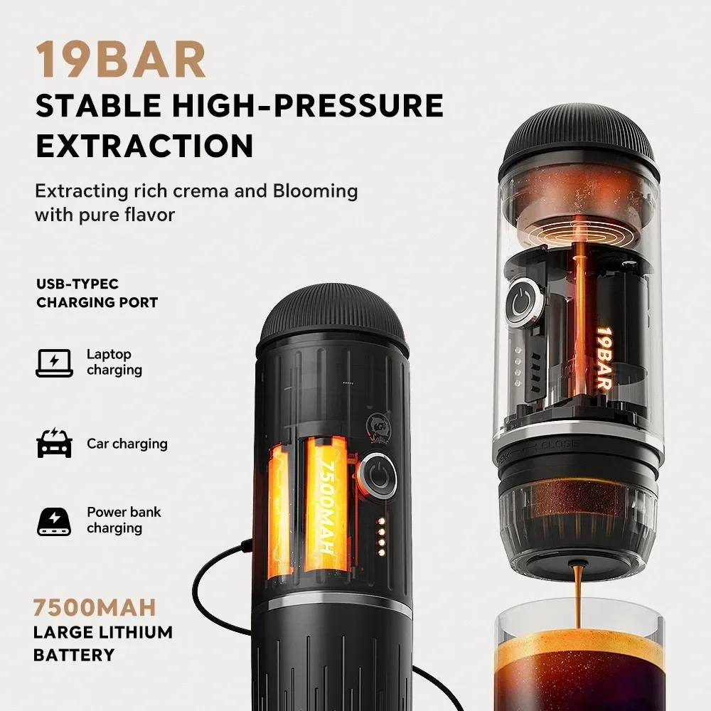 Portable Rechargeable Coffee Machine Electric Expresso Maker Nexpresso Pod Capsule Coffee Powder Icafilas Travel Type_C