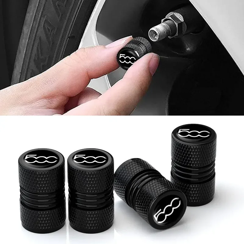 

4Pcs Car Wheel Tire Valve Caps Air Tyre Stem Cover Case Plugs Airtight For Fiat 500 Abarth Aluminum Alloy Styling Accessories