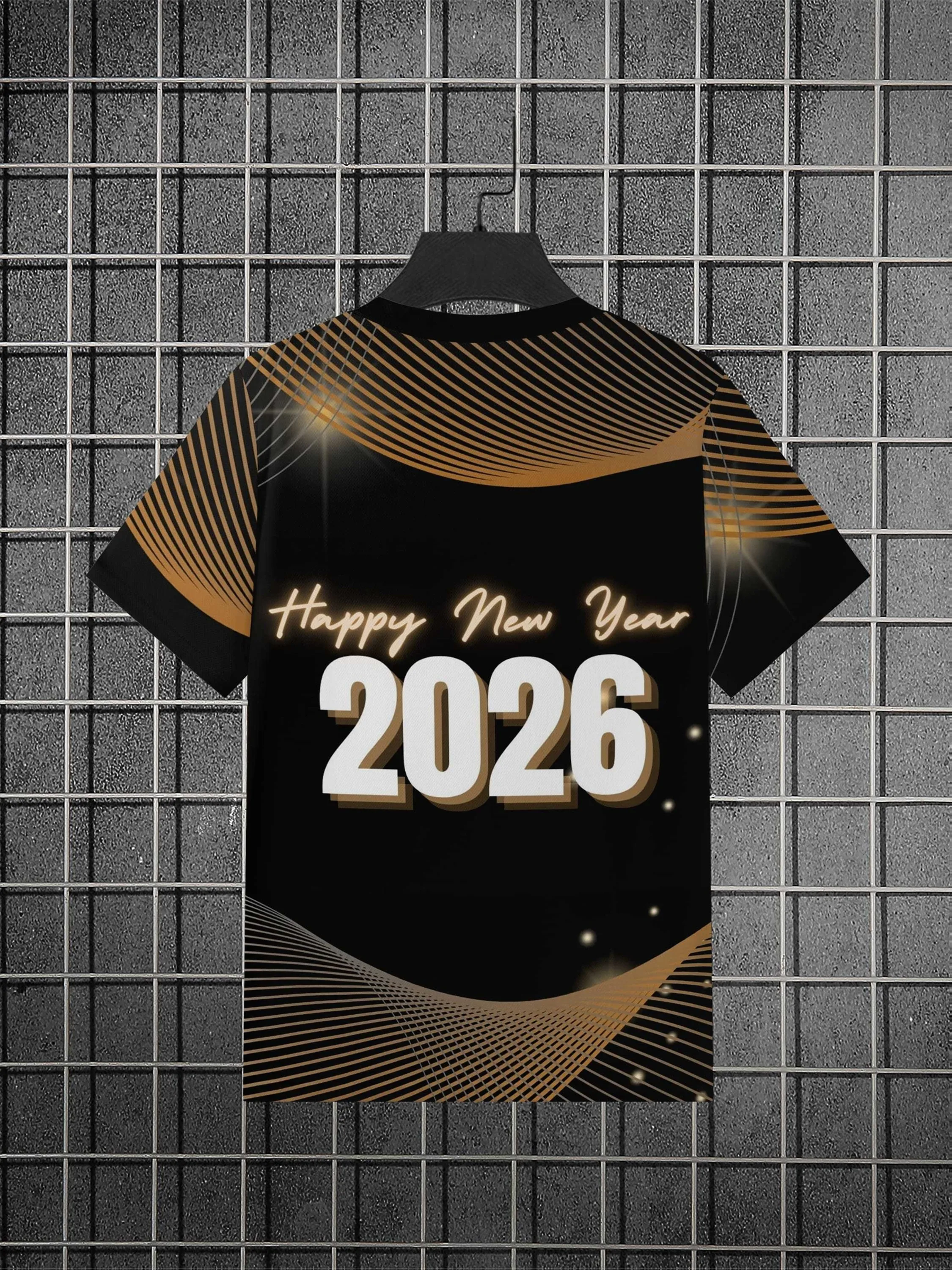 الرجال سريعة الجافة تي شيرت تنفس كل موسم الجولة الرقبة قصيرة الأكمام تيز عيد الميلاد ملابس للرجال 2026 ليلة رأس السنة زي #3