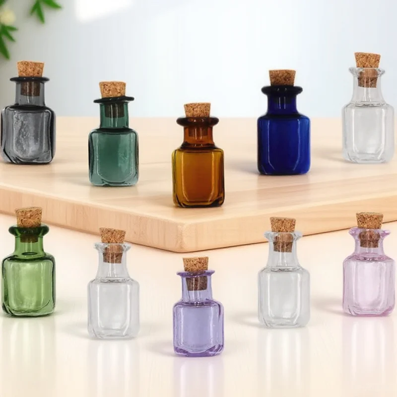 

10pcs Glass Bottles Mini Transparent Corked Diy Storage Jars For Craft Sand Art Beads Small Seal Containers Decor