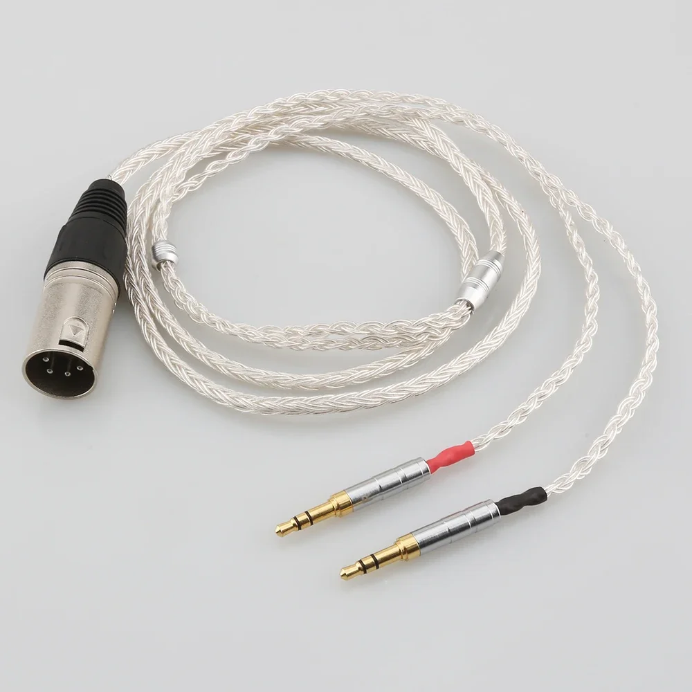 Cable XLR equilibrado macho de 4 pines, 16 núcleos, OCC, chapado en plata, actualizado para Denon AH-D600, AH-D7200, AH-D7100, E