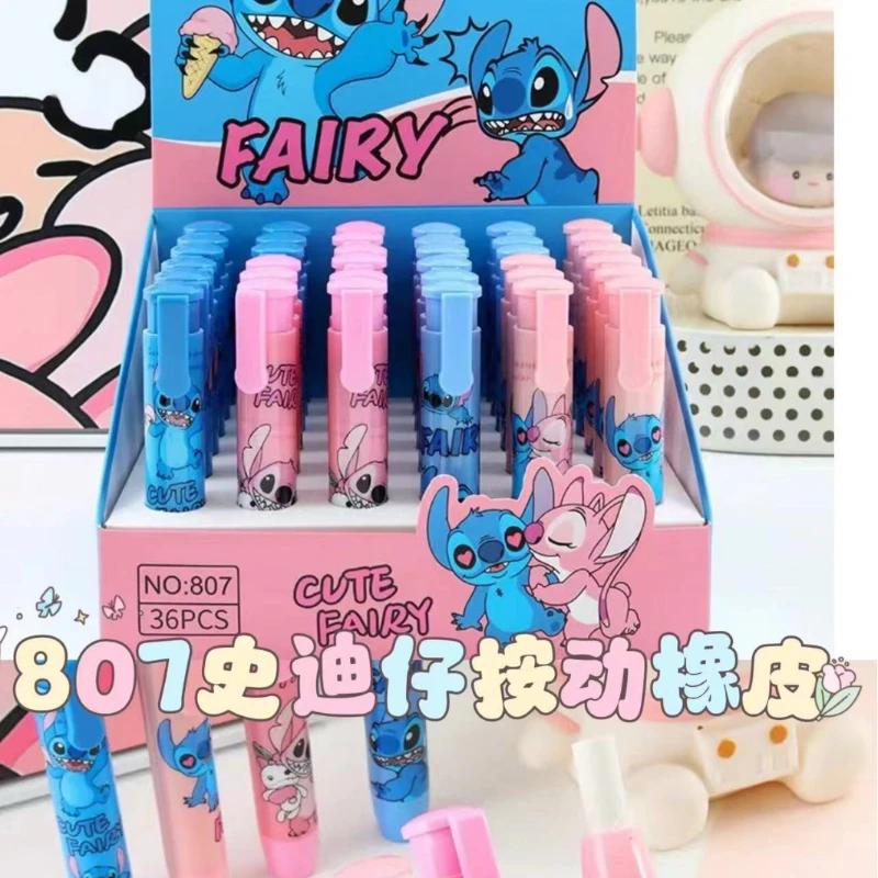 Disney Stitch Eraser Cartoon Anime Cute Angel Students Press The Eraser Children Fashion Learning Stationery Girls Holiday Gifts