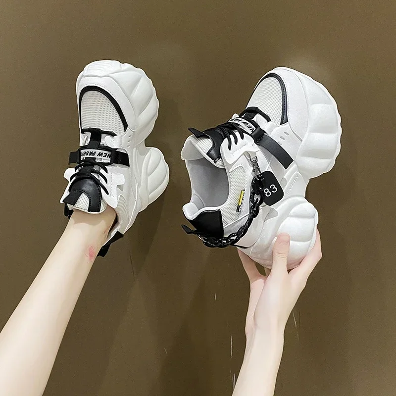 10CM Heels Platform Sneakers Fashion Thick Sole Casual Shoes for Women Breathable Comfort Women's Chunky Sneakers Zapatos Mujer