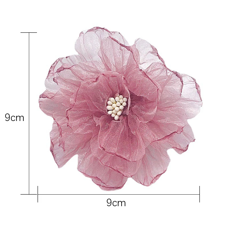 1pcs 9cm Rose Handmade Chiffon Fabric Artificial Flower For Wedding Dress Hats Decoration