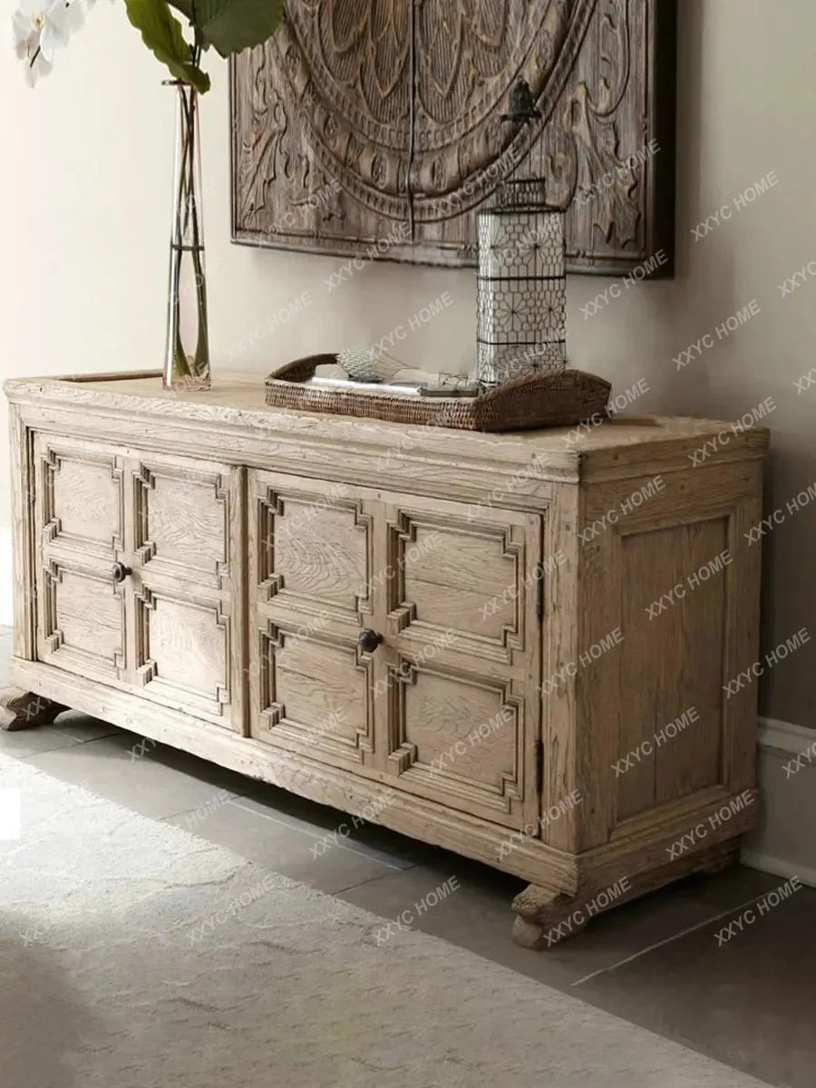 

NN solid wood TV cabinet French living room retro carved storage cabinet