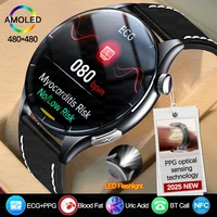 2025 nuevo NFC + ECG + PPG reloj inteligente de salud BMI ritmo cardíaco de grasa reloj de presión arterial 380mAh BT llamada IP68 pulsera deportiva impermeable