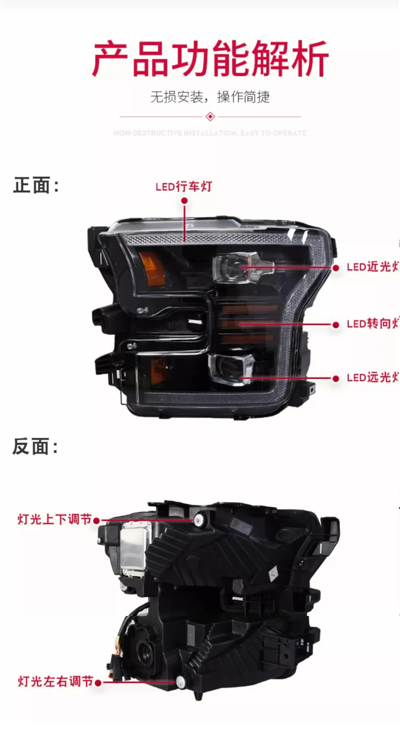 LED Headlights with taillight for Raptor 2015-2021 Car Head Lights Start up Amber DRL Front Lamp for Ford F150 Headlamp