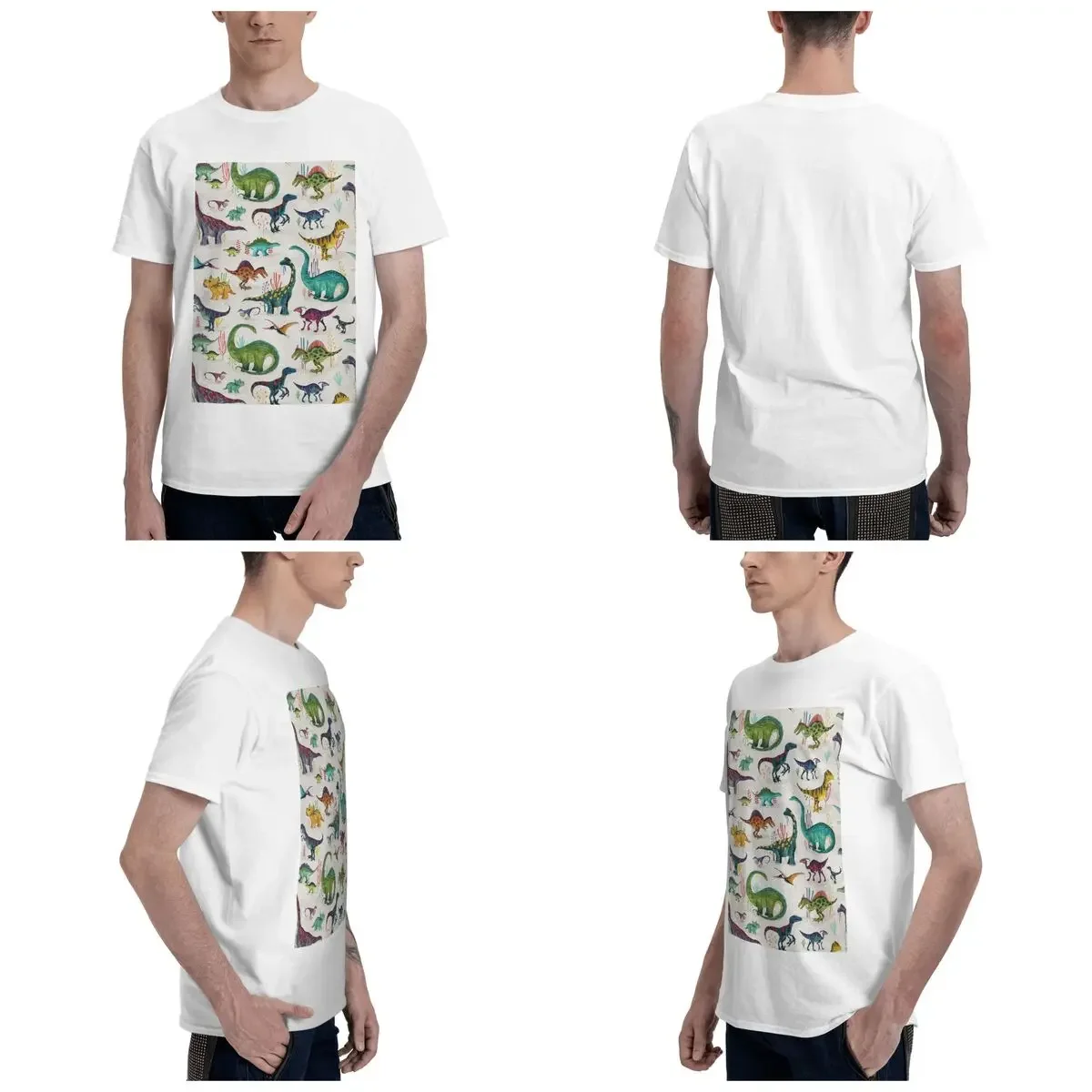 Bright Dinosaurs 100% Cotton T-Shirt Men'sClassic T Shirts Men Round Neck Short Sleeve S-6XL