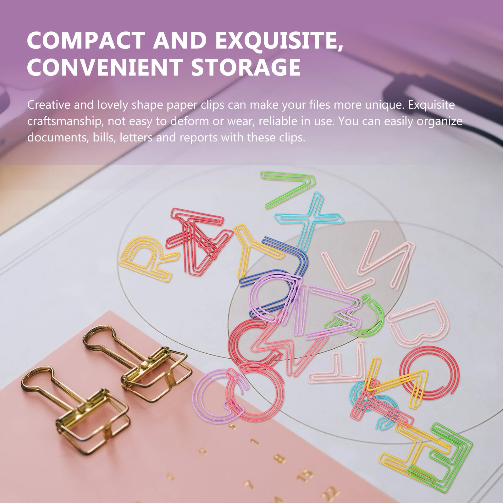 

26Pcs Creative English Letters Shape Clips for Envelops Papers School Supplies Thickened Paper Clips