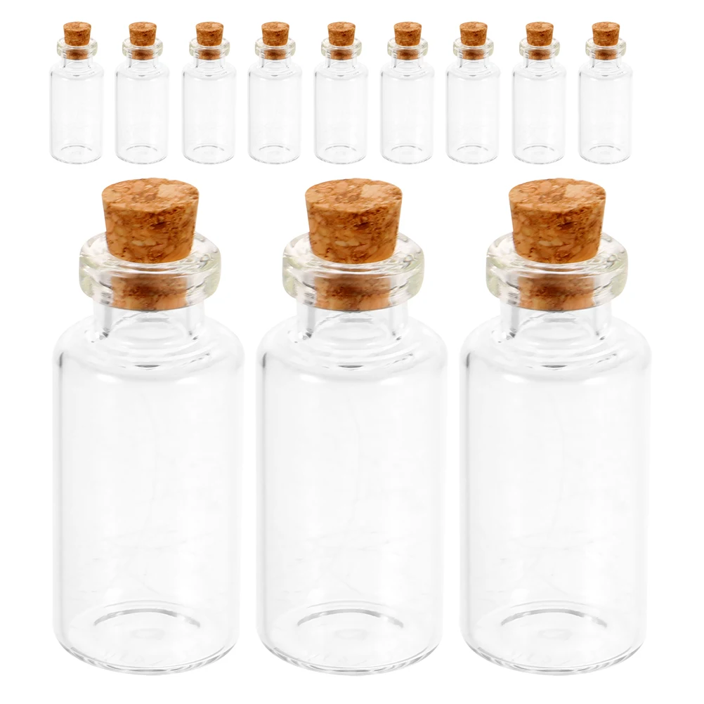 

12 Pcs Wishing Bottle 40X18MM Glass Jars with Wood Cork Stopper Mini Tiny Transparent Vials for DIY Crafts Storage Decor