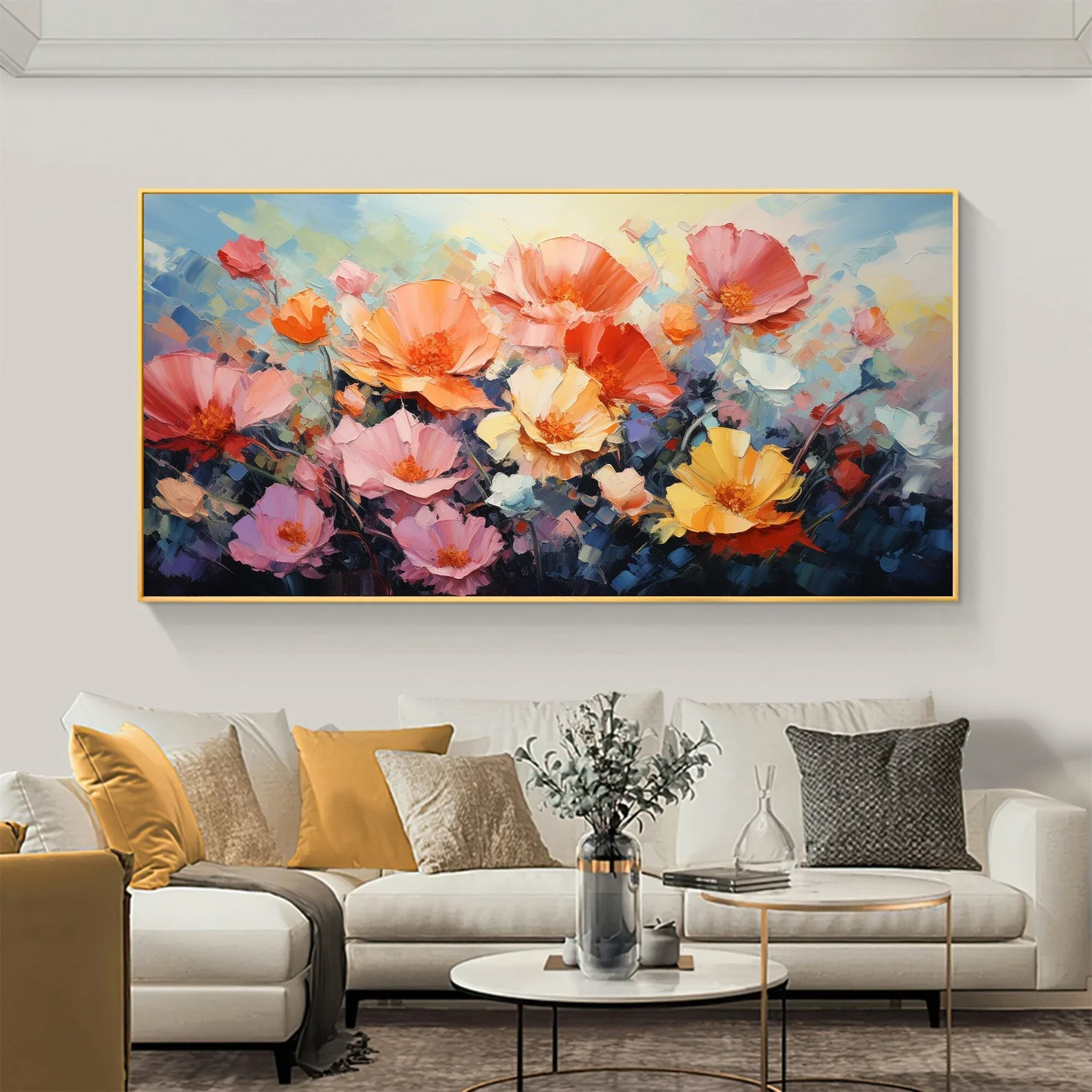 

Abstract Colorful Flower Oil Painting On Canvas Original Blooming Floral Art Colorful Wall Art Living Room Decor Personalized Gi