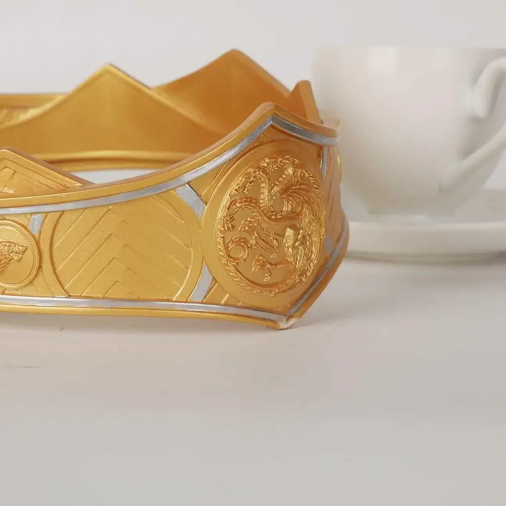 Hiasan Kepala Cosplay Film Keluarga Naga Rhaenyra Targaryen Ikat Kepala Mahkota Uniseks Mahkota Emas Properti Aksesori Rambut Halloween