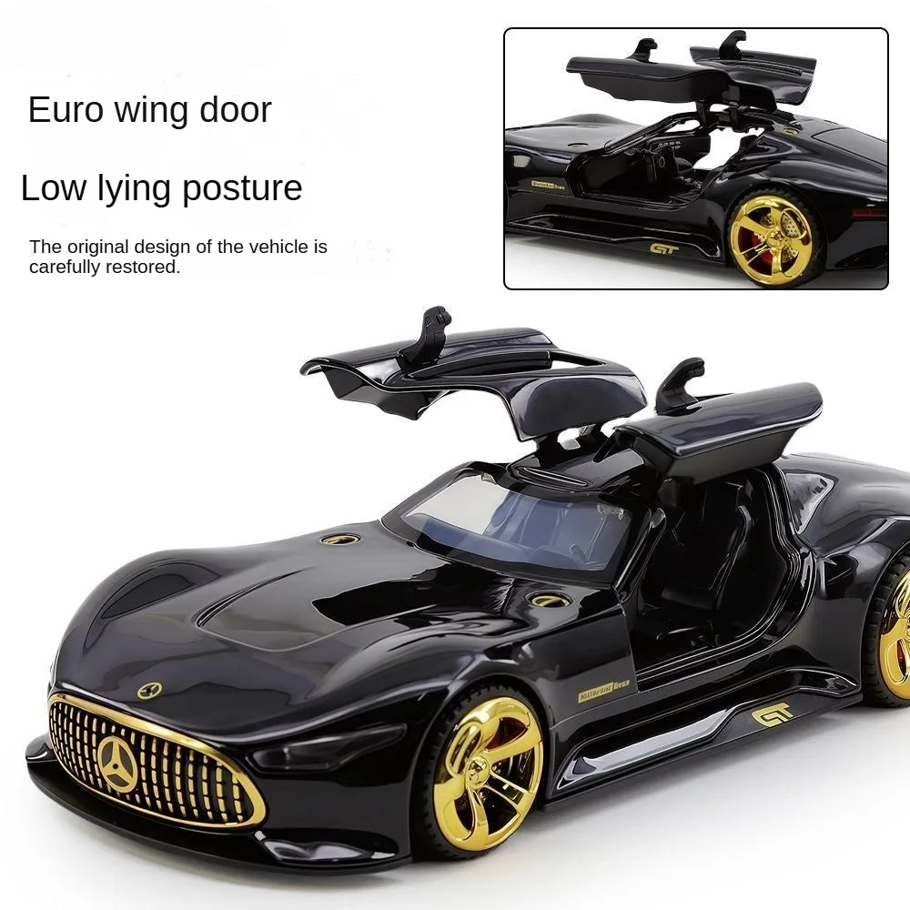 

1:32 scale black pre-built die-cast vehicle model, alloy car, multiple doors, suitable as a gift or decorative model.