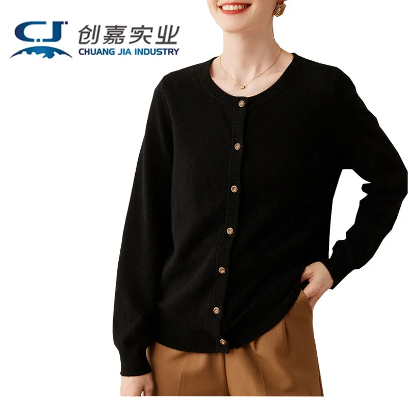 

Autumn Winter ladies Cashmere Sweater Cardigan Knitted Wool Coat Solid Color Outside to Wear Comfortable Soft Light Luxury Top