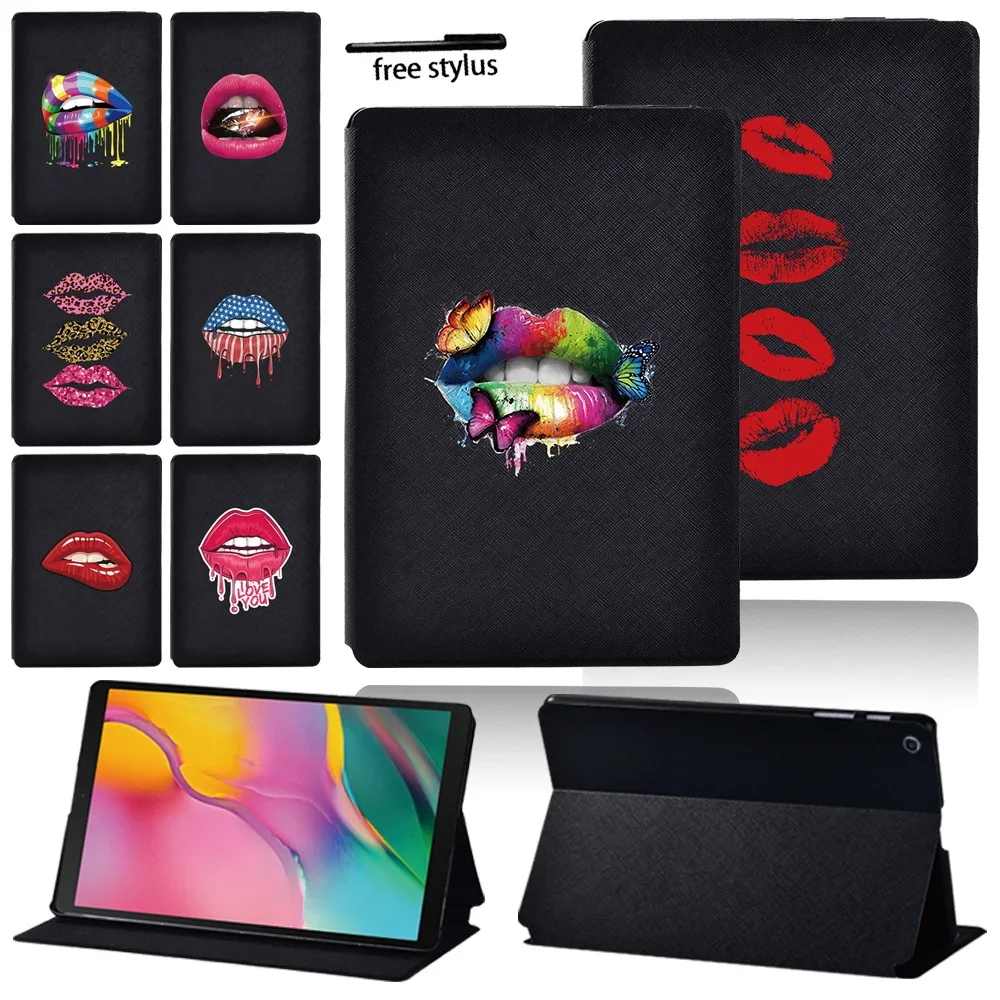 Coque de protection en cuir PU pour tablette Samsung Galaxy Tab A, étui pliable de 10.1 pouces, série bouche Funda, 2019, SM-T510, SM-T515