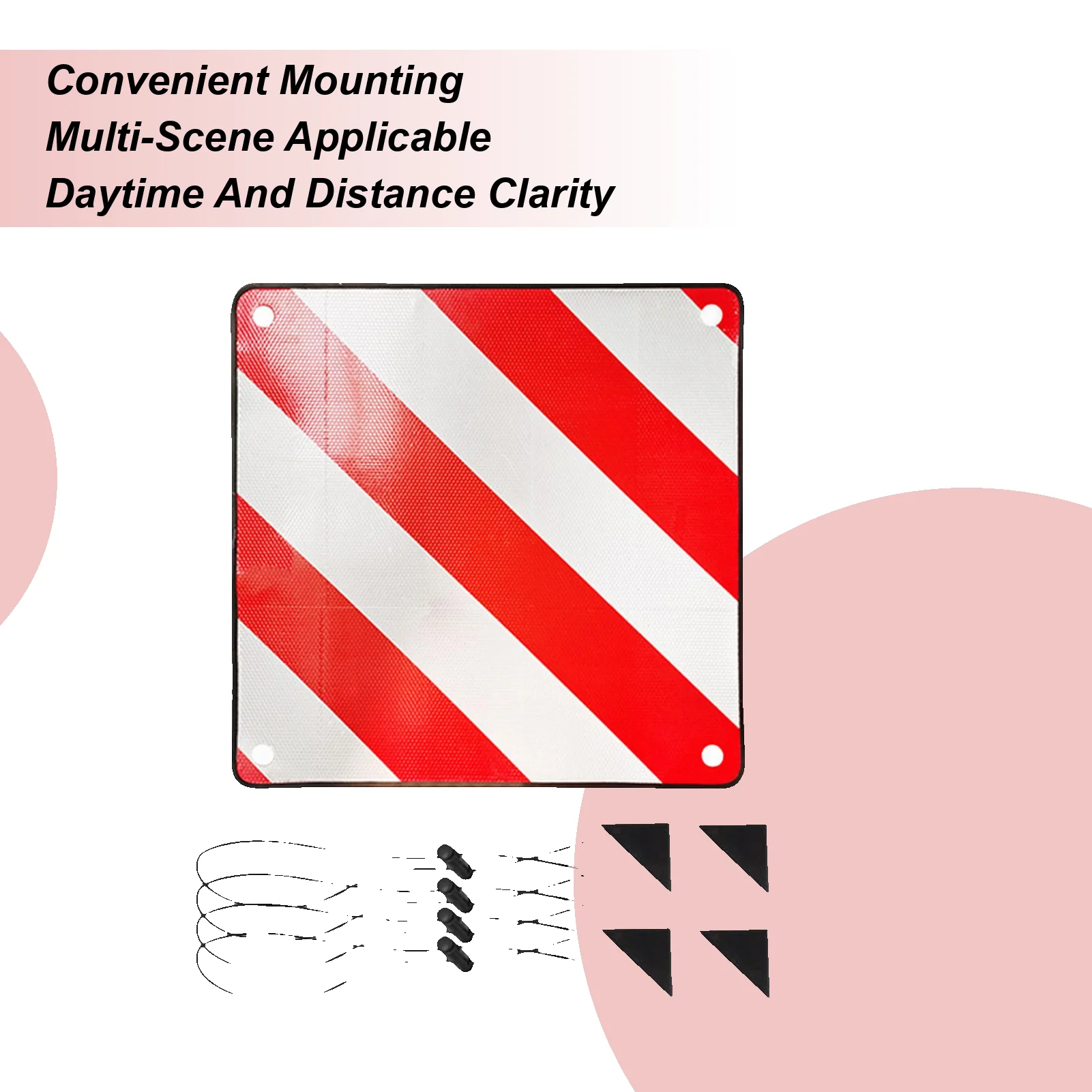 

Warning Sign Car Roadside Warning Board Square Reflective Red White Alarm For Truck Automotive Security Auto Bike Carrier Road