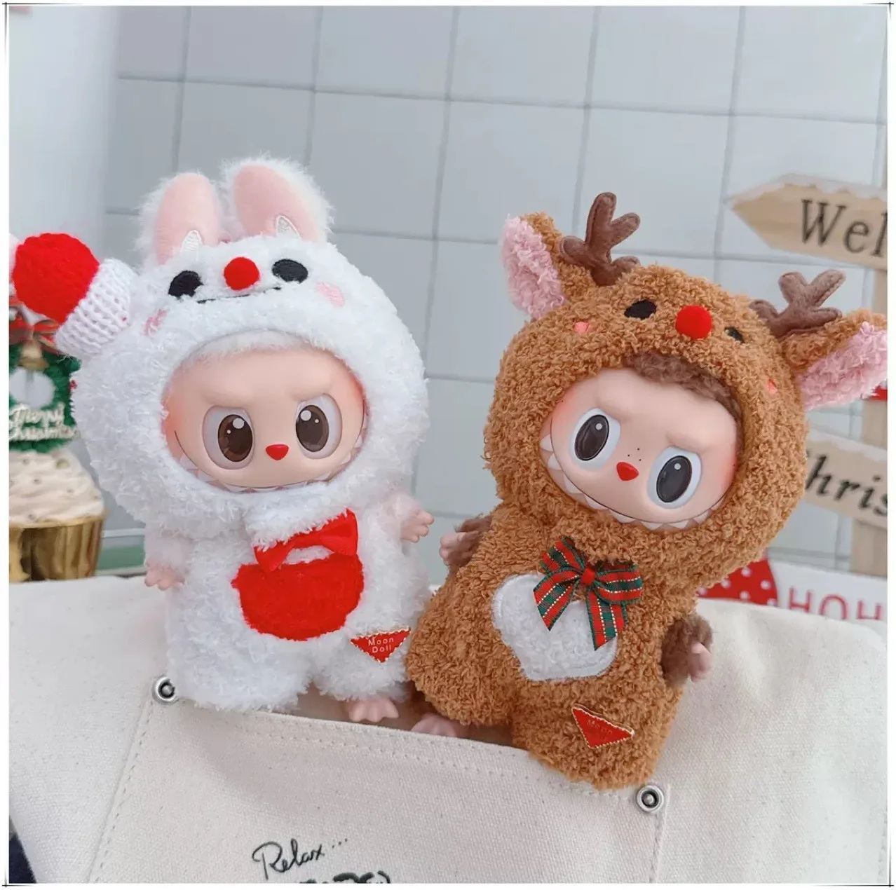 

17cm Labubu Christmas Clothing Plush Doll Clothing Accessories Labubu Doll Christmas Atmosphere Dress Up Deer Winter Clothing