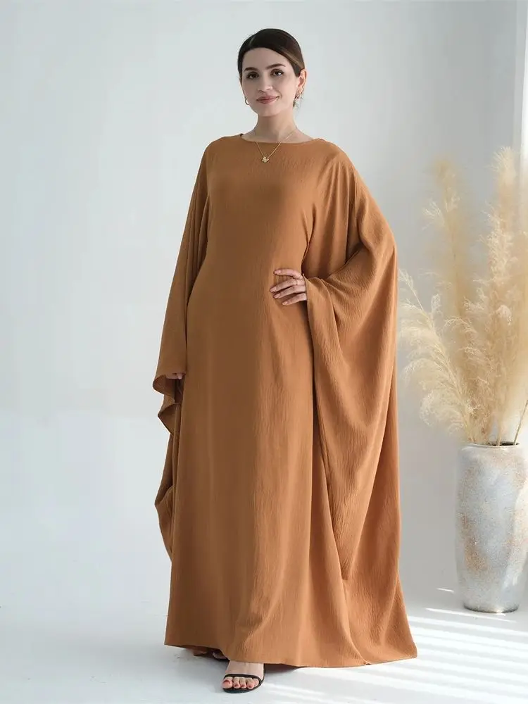 Vestido Kaftan Ramadan para mulheres, Eid Crepe, Batwing, Abaya Modest Butterfly, Dubai, Jersey muçulmano de luxo, Hijabs, Kebaya Vestidos, 2024