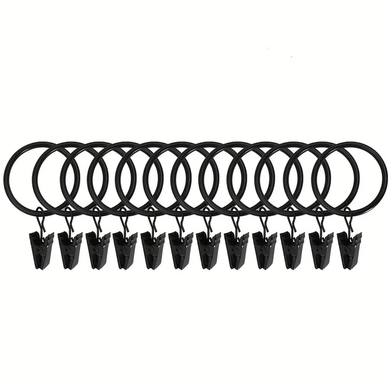 17 pcs 25mm Metal Curtain Hanger Rings, Bathroom Shower Panels, Easy Slide On Rod, Strong Clip Grip, Multipurpose