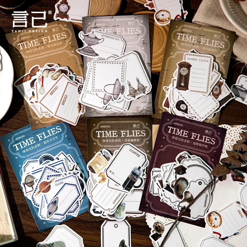 30pcs/lot Kawaii Stationery Stickers time flies by Diary Decorative Mobile Stickers Scrapbooking DIY Craft Stickers