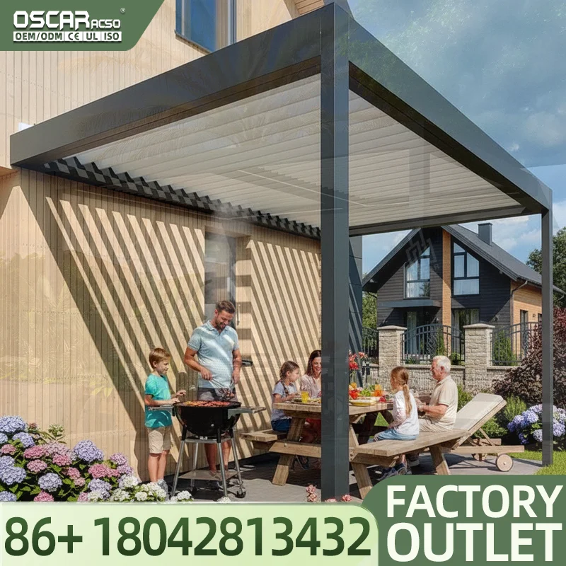 3x3 3x4 4x4 6x4m Outdoor Bioclimatic Aluminum Louvered  Villa Affordable Prefab Modular Structure Alternative Prefab Buildings F