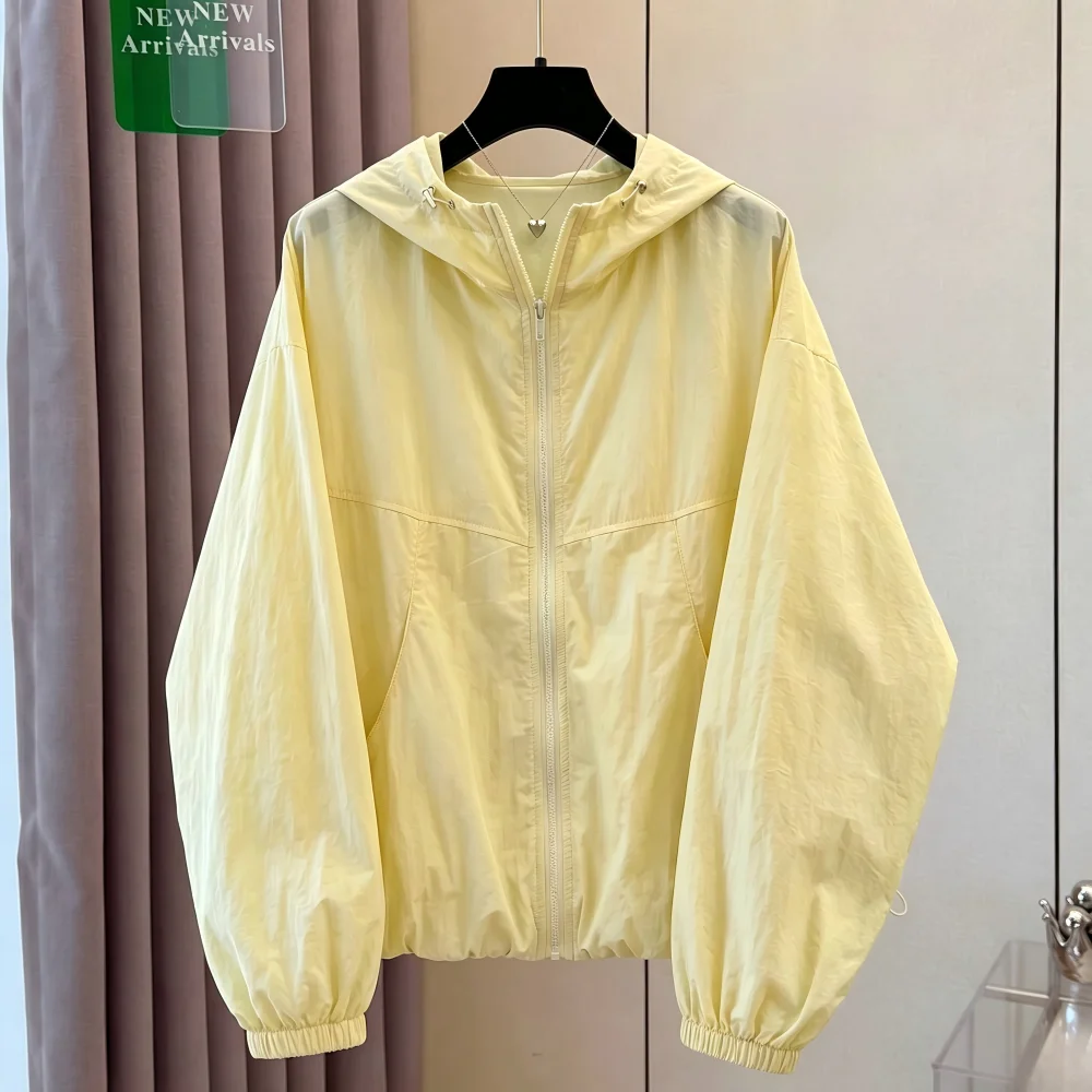 

Casual Color Women's Summer 2026 New Hat Outdoor Workwear Thin Outerwear Sun Protection Shirt Long Sleeve Zipper Closure