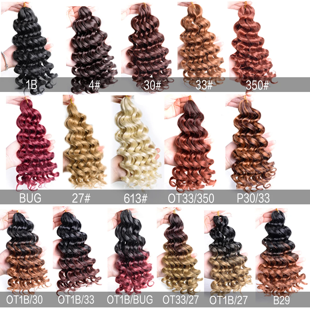 Synthetic Loose Ocean Wave Crochet Hair Wavy Hairstyle For Elegant Women Deep Wave Braiding Hair Heat Resistant Braids