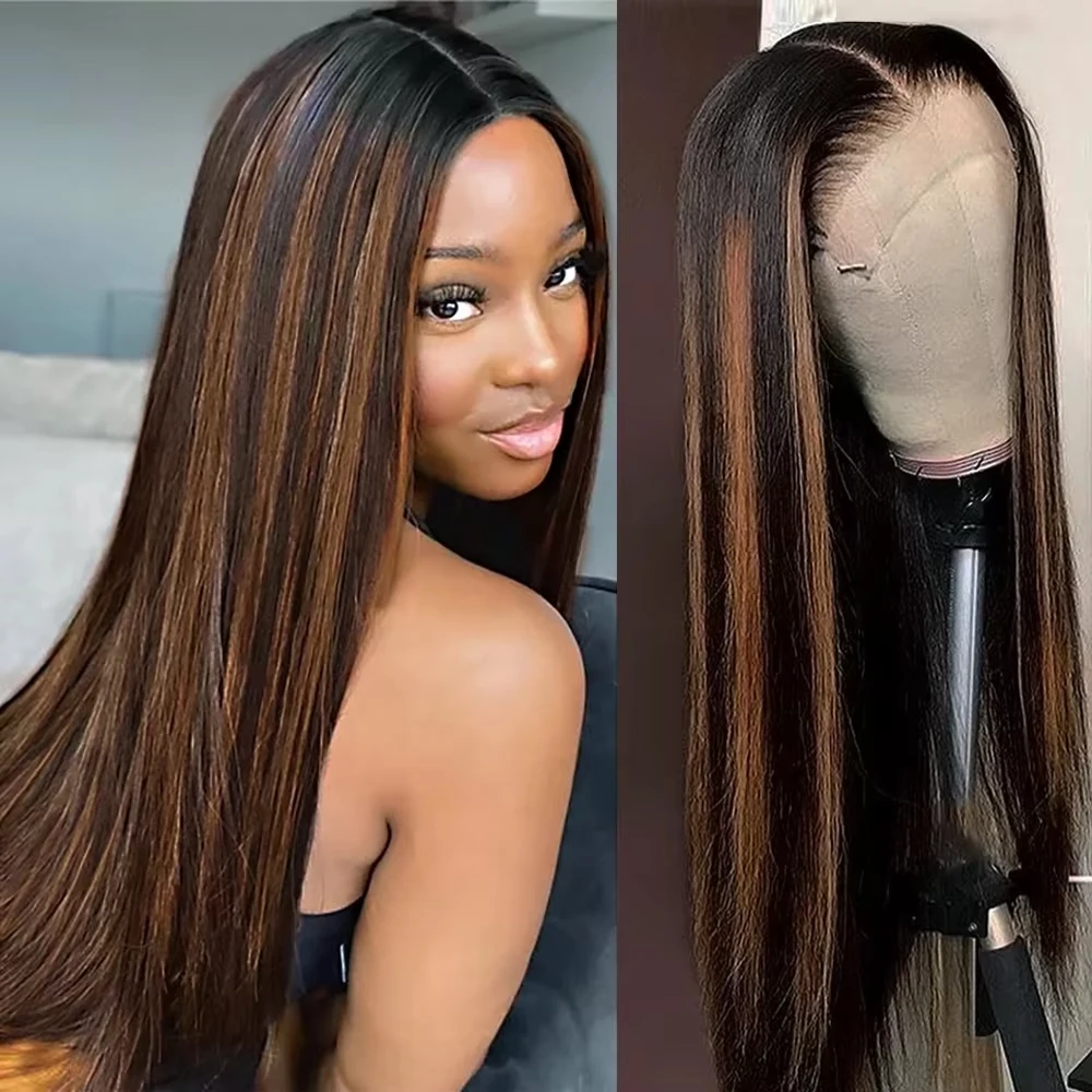

FB30 Highlight Straight 13x6 HD Lace Frontal Human Hair Wig FB30 Colored 200 Density 46 Inches Human Hair Wigs For Women