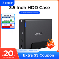 ORICO 3.5 inch HDD Case Type-C & USB3.0  Hard Drive Enclosure SATA  to USB 3.1 External Hard Drive Reader for 2.5/3.5'' HDD