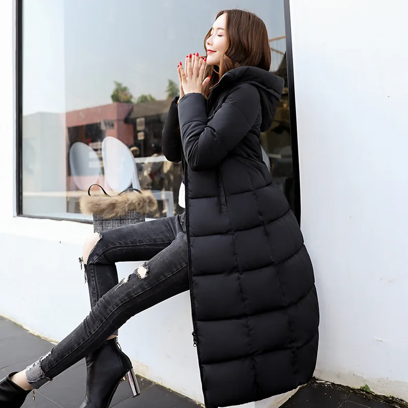 2023 New Winter Parka Long Coat Women WhiteThick Warm Down Cotton Coat Fashion Hooded Parka Puffer soprabito da neve antivento