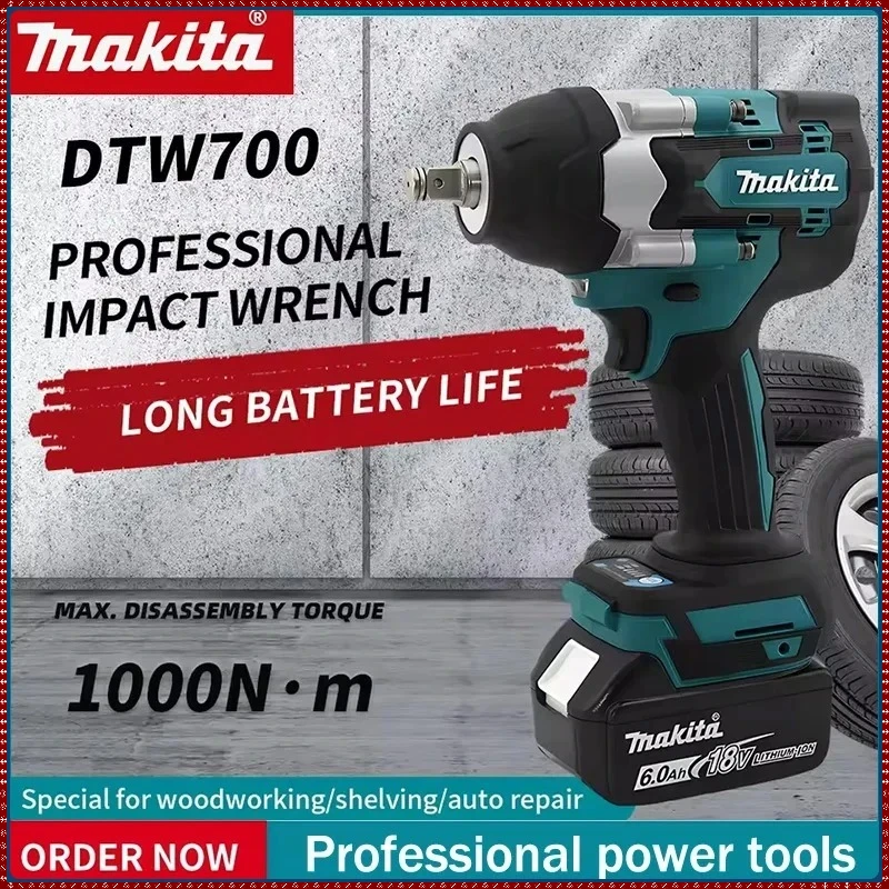 

Бесщеточный ударный гайковерт Makita DTW700, 1000 Н·м, аккумуляторный, для ремонта, электроинструмент