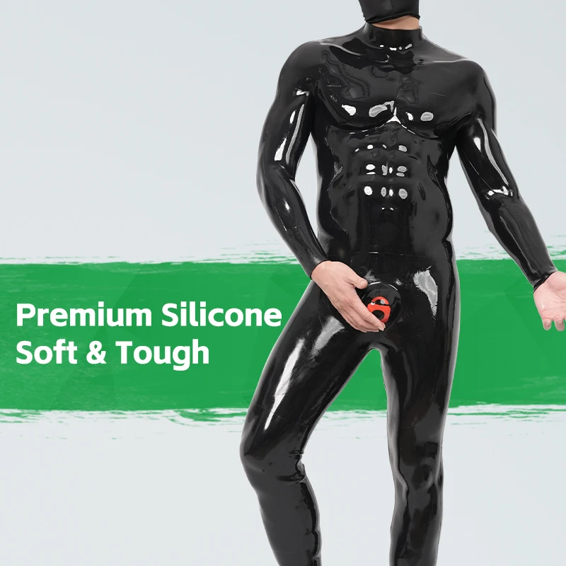 Furrjoi Silicone Bulge Muscle Bodysuit for Cosplay Custom Latex Furry Fetish Whole Body Suit Shiny Fursuit with Muscle Lines
