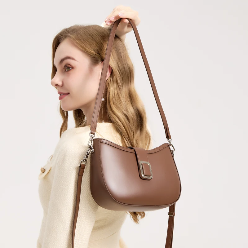 

New Female Oil Wax Cowhide Genuine Leather Crossbody Bag Vintage Messenger Bag Fashion Lady Waxed Leather Phone Shoulder Bag