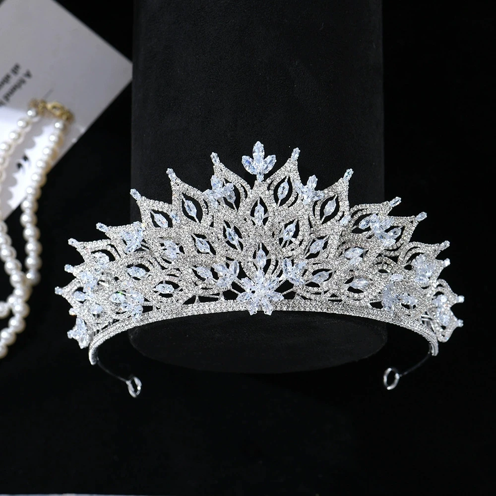 Light Luxury Zircon Cubic Bridal Hair Crown Tiaras New Ball Dress Princess Headwear Stage Banquet Hair Accessories