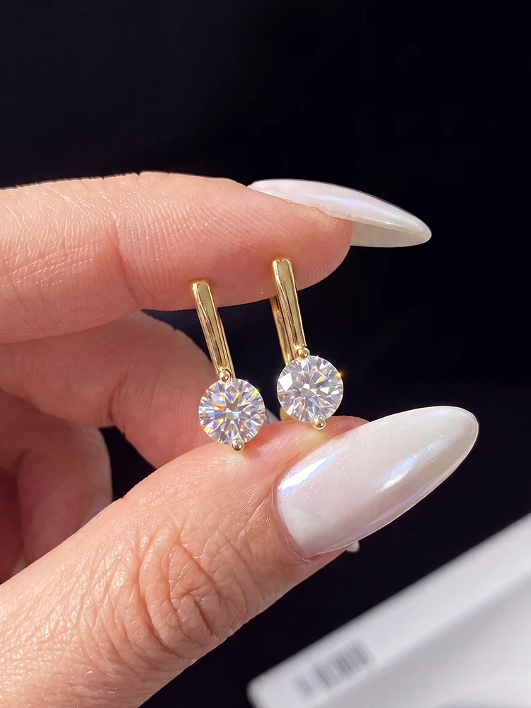 Echte 0,5CT Moissanit-Diamant-Ohrringe für Damen, schlicht, rund, aus 925er Sterlingsilber, Party-Mode, hochwertiger edler Schmuck – Detail 4