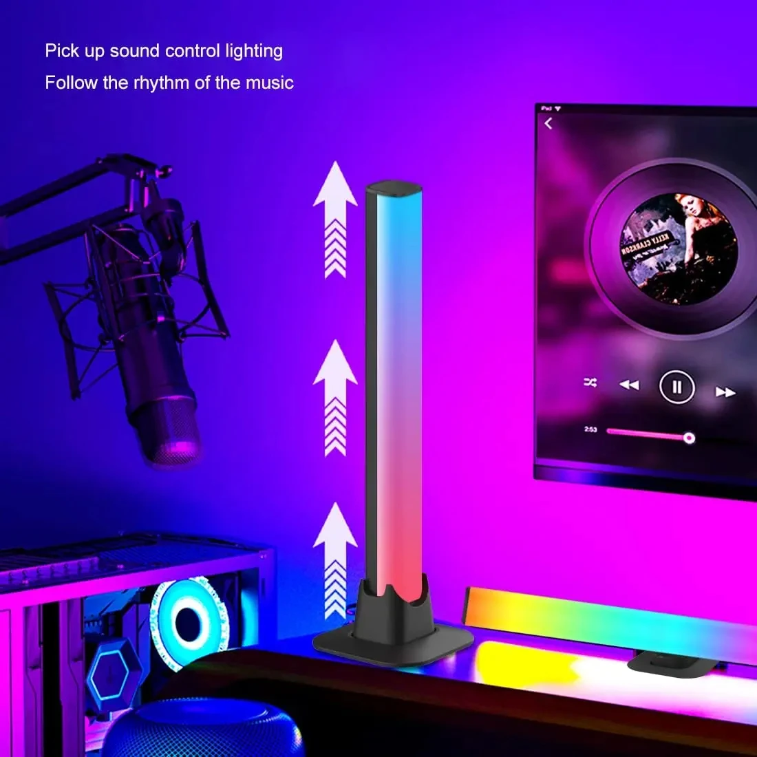 Imagem -04 - Rgb Led Atmosfera Barra de Luz Bluetooth Controle App Música Lâmpada de Sensoriamento Ritmo Jogo tv Decoração Desktop Iluminação Presentes