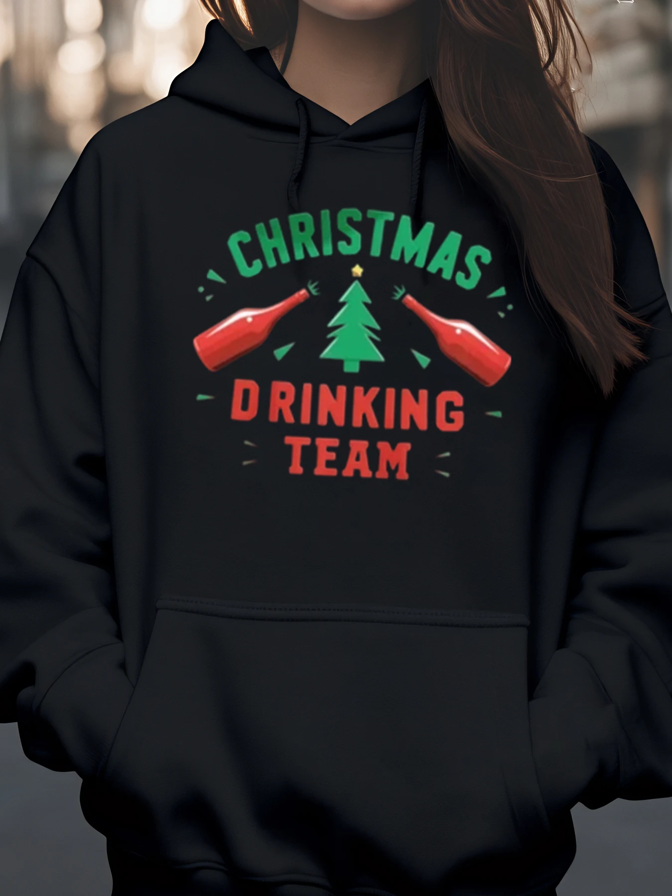 

Толстовка с принтом «Рождественская питьевая команда», праздничная одежда для женщин и мужчин