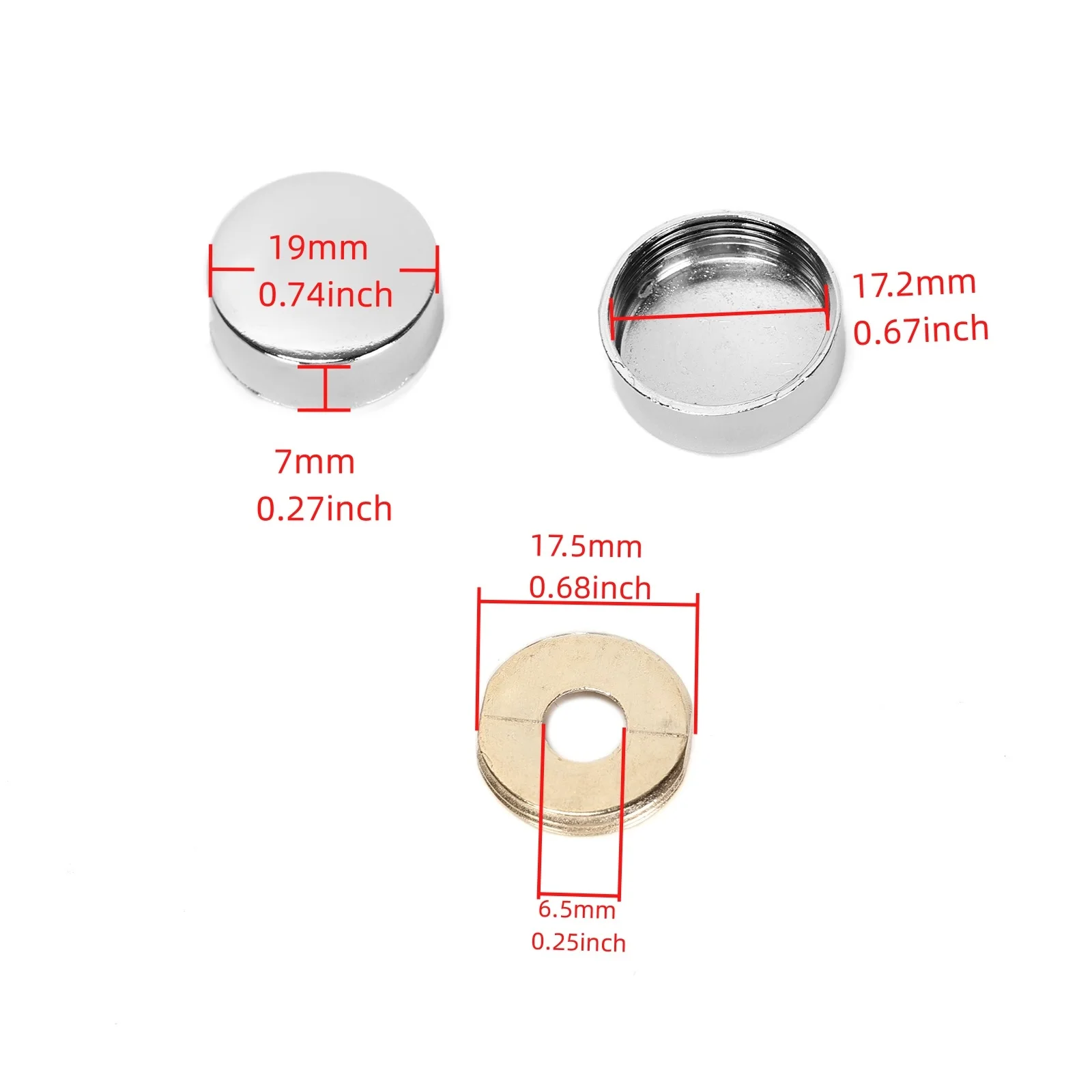 20PCS Zinc Alloy Mirror Screw Decoration Cover(19mm cap surface + 6.5 hole washer) For Glass Decoration,Household Furniture