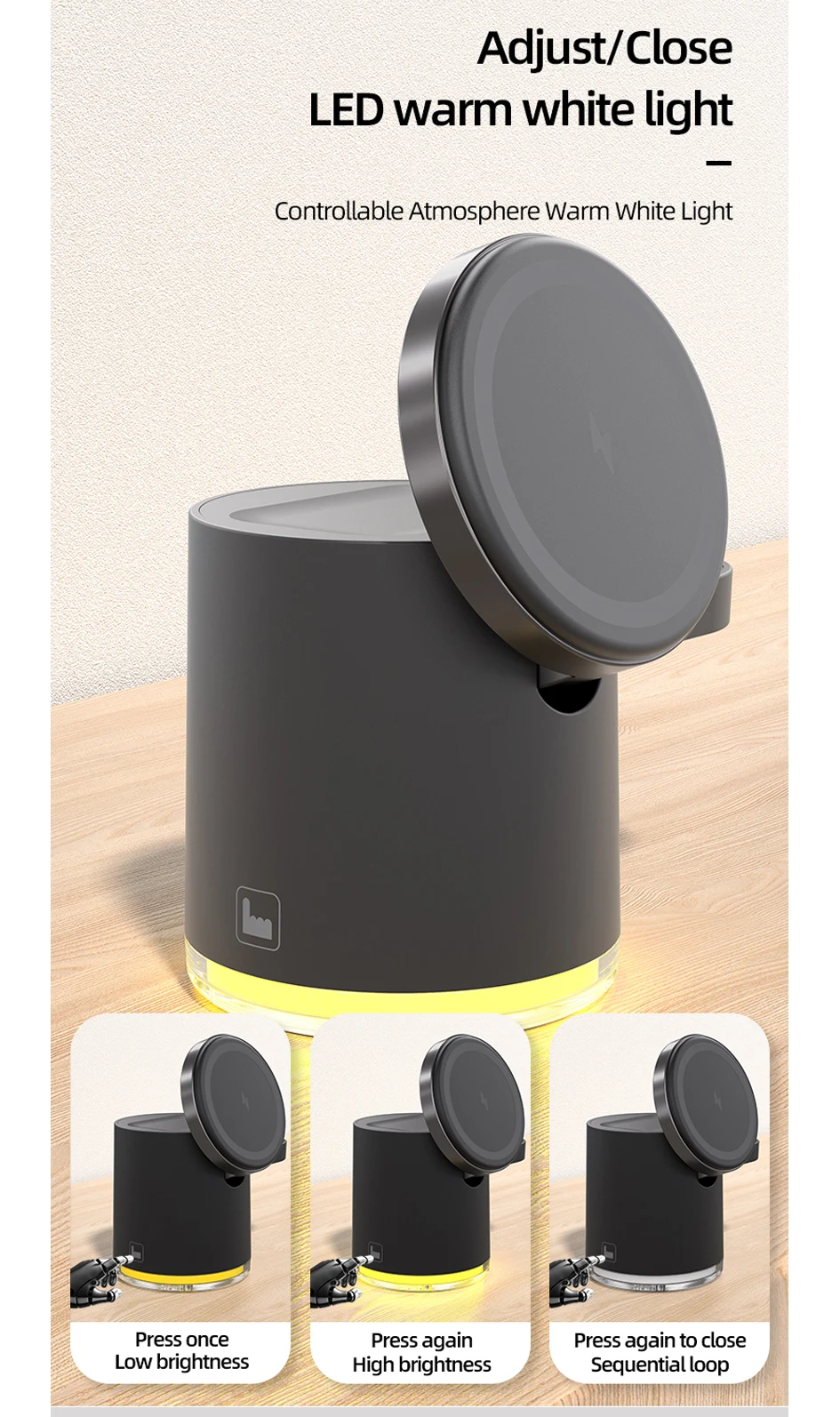 

New Wireless Charger Night Lamp 4In1 Folding Charging Station For iPhone16 15 14 13 iWatch Ultra 2 Airpods Fast Charging Station