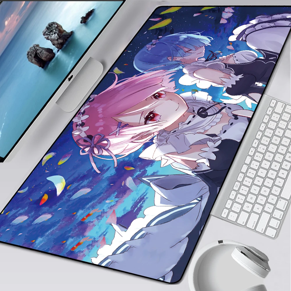 Re:Zero Beauty – tapis de souris avec impression HD XXL, accessoire pour Gamer, grand ordinateur, bord de verrouillage, tapis de clavier, dessin animé, livraison directe