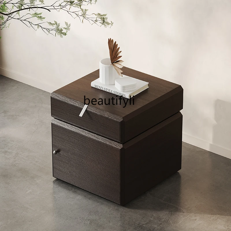 

Italian simple bedside table storage American multi-function rotating bedside table